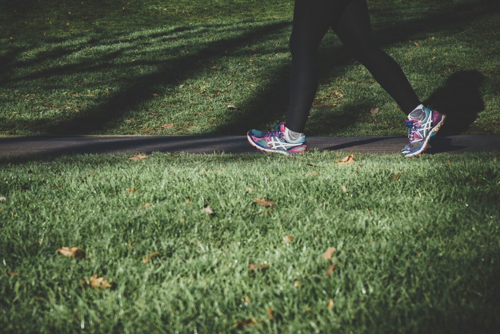 Someone walking in a park